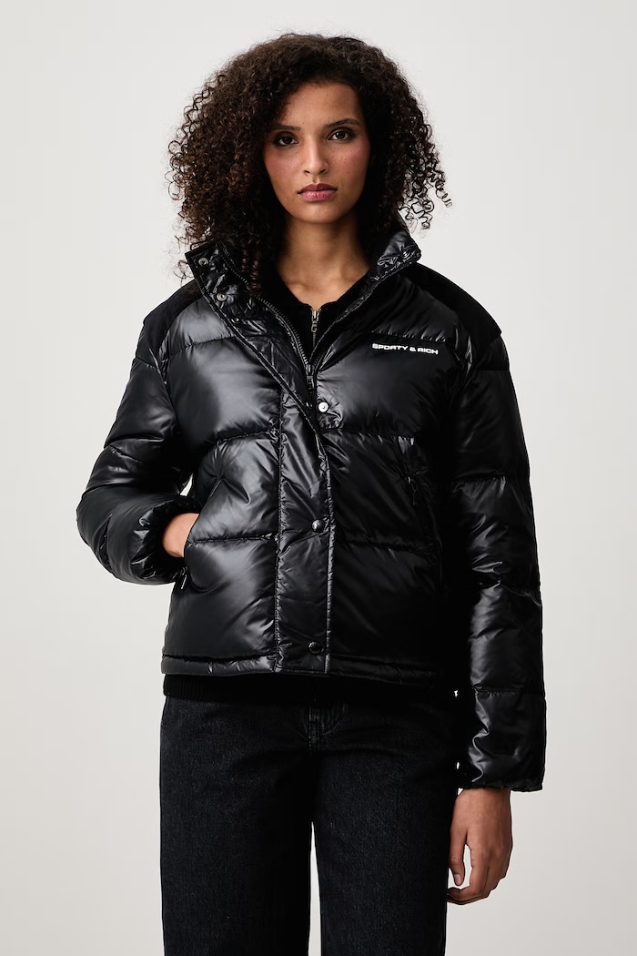 Sporty & Rich Bold Logo Mountain kurtka puchowa damska czarny OW06182315BA04