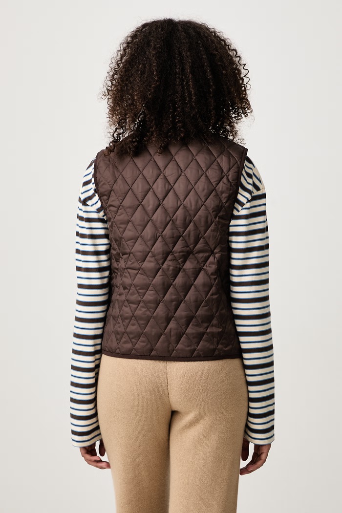 Clothing Sporty & Rich Vendome Quilted Riding sleeveless jacket Women's JA00883205BR38 brown