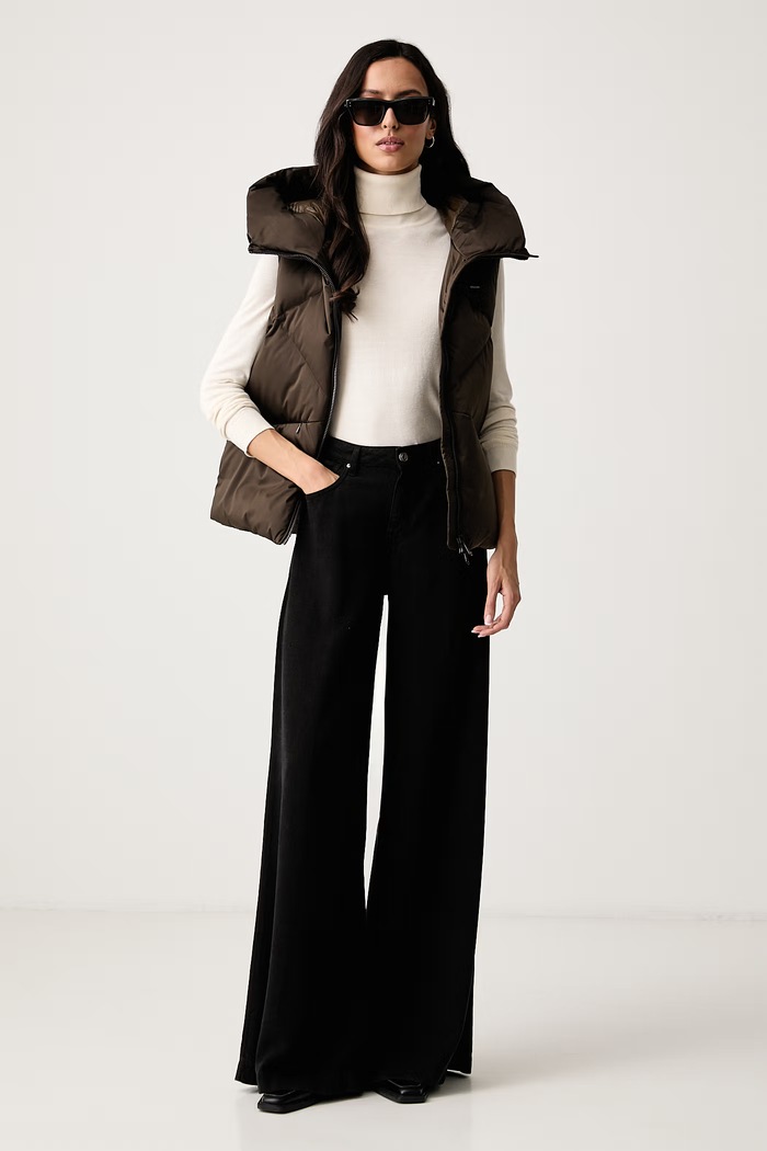 Blauer Bezrękawnik puchowy damski BLDX03361 brązowy AW26