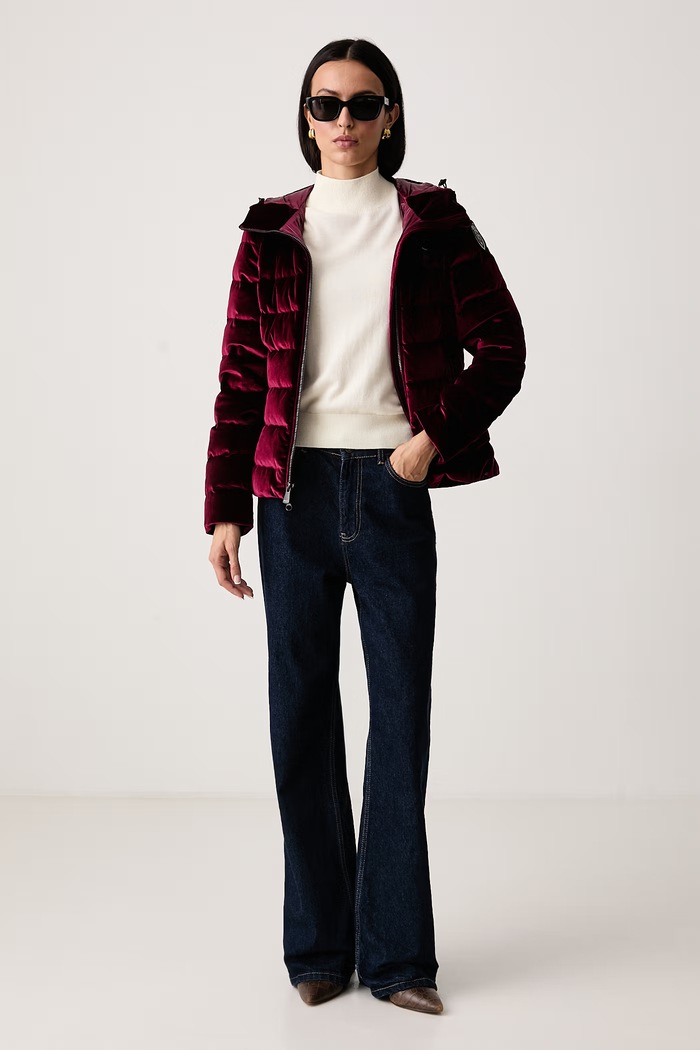 Blauer Kurtka puchowa damska welurowa BLDC03363 bordowy AW26