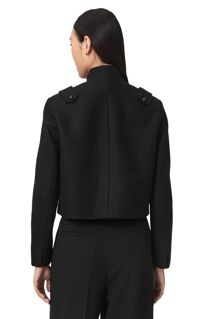 AllSaints Krótka kurtka damska z wełną RUMMY W116OF czarny AW26