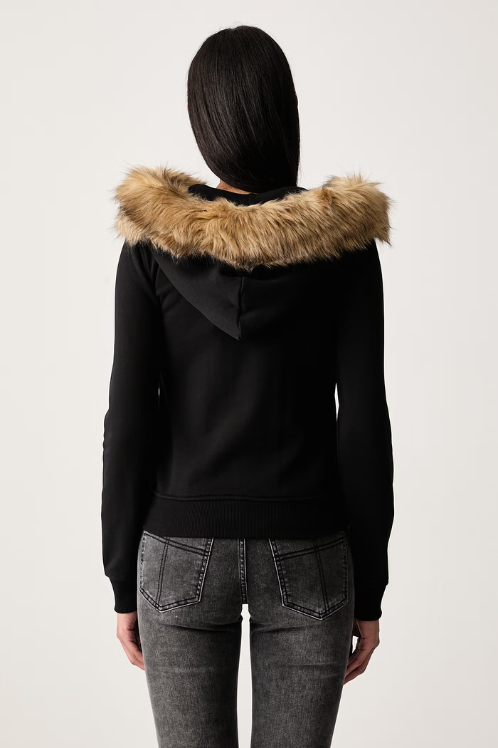 Oblečení Guess Jeans Rozepínací mikina s kapucí dámská bavlněná W6BQ10.K5551 černá