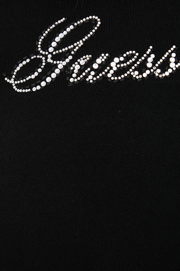 Rozepínací mikina s kapucí dámská bavlněná Guess Jeans černá W6BQ10.K5551