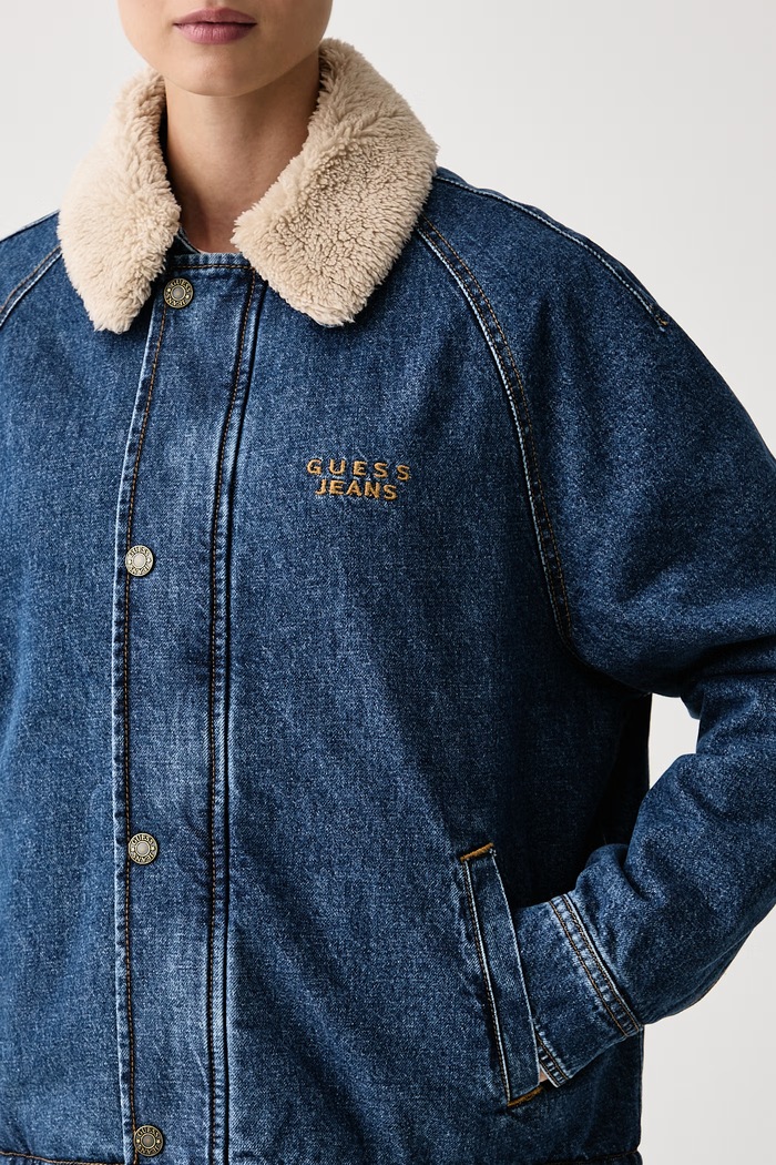 Μπουφάν γυναικείο ντένιμ Guess Jeans W6BN03.D1813 σκούρο μπλε