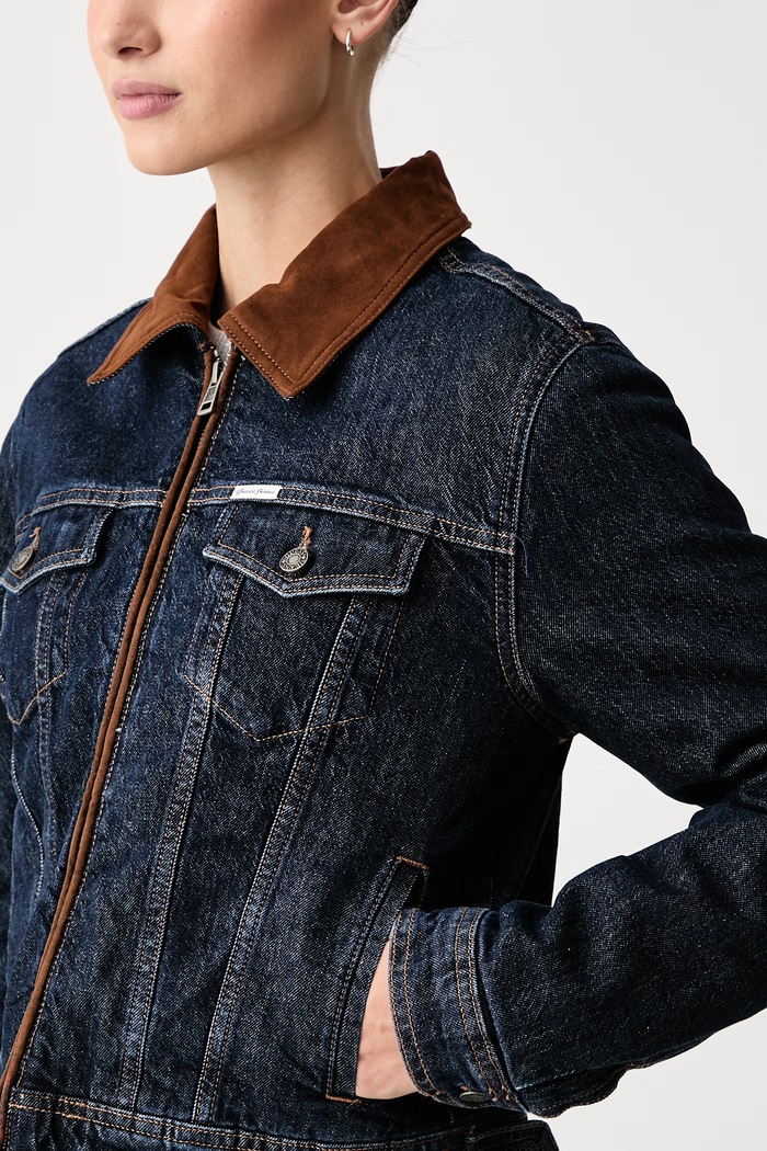 Prechodná bunda dámska rifľová Guess Jeans W6BN02.D1811 tmavomodrá