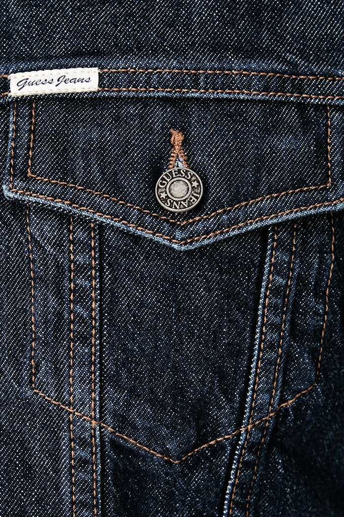 Prechodná bunda dámska rifľová Guess Jeans tmavomodrá W6BN02.D1811