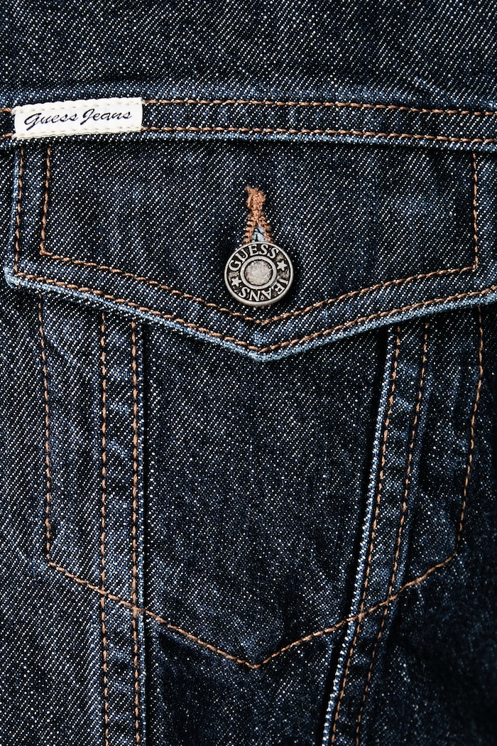 Prechodná bunda dámska rifľová Guess Jeans tmavomodrá W6BN02.D1811