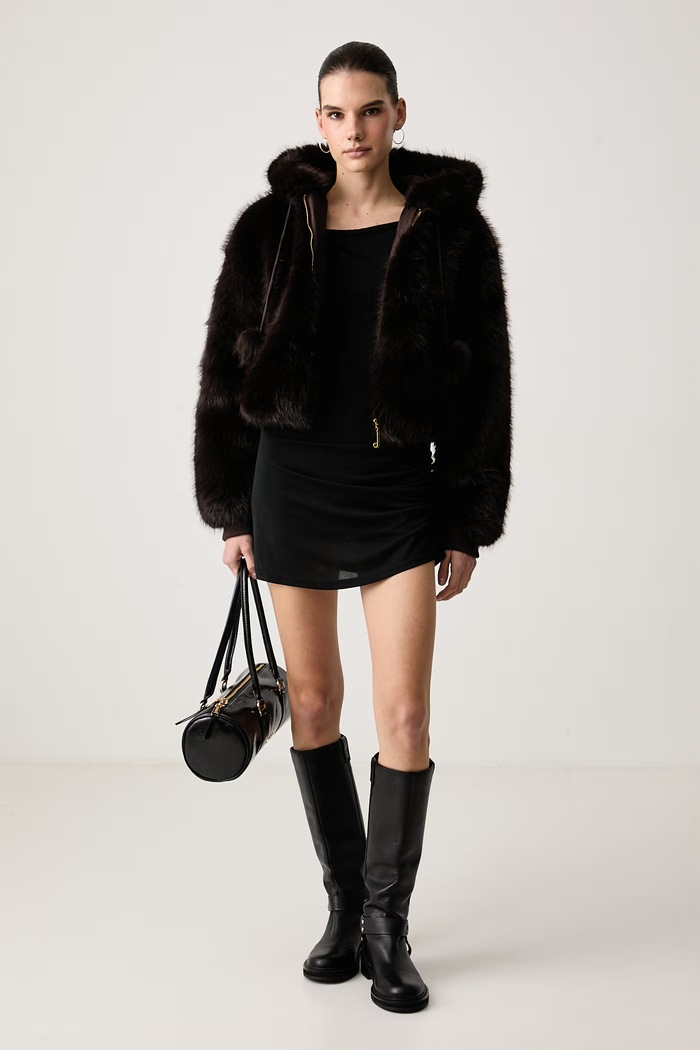 Juicy Couture Giacca di mezza stagione da donna HADI FUR HOODED JCXIJ126509 marrone AW26