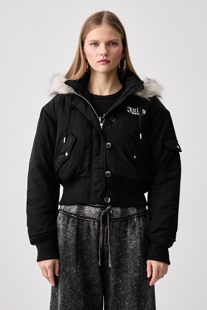 Juicy Couture Μπουφάν γυναικείο CAMILLE REBELLE NYLON μαύρο JCOIJ226553