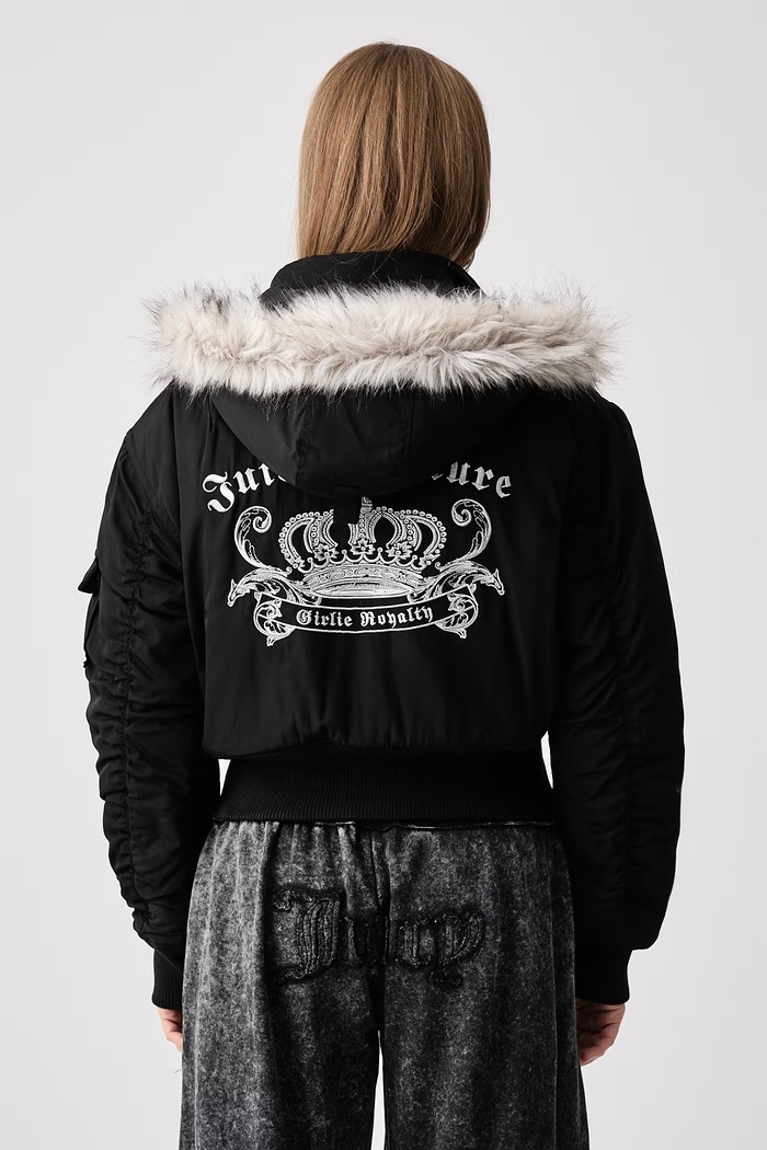 Ρούχα Juicy Couture Μπουφάν γυναικείο CAMILLE REBELLE NYLON JCOIJ226553 μαύρο