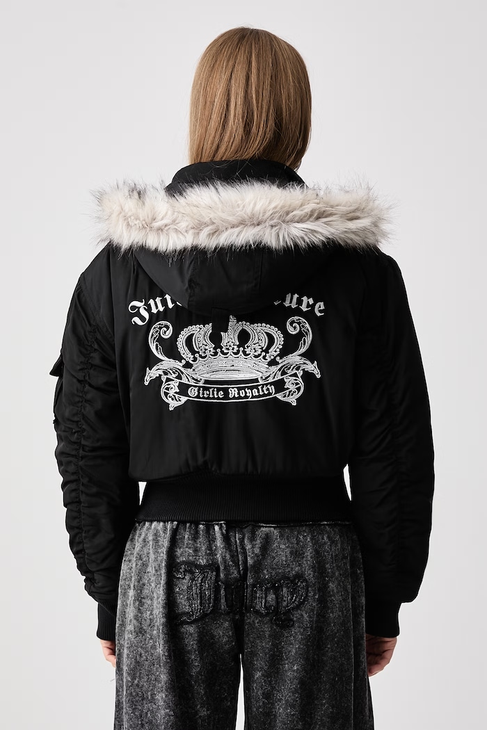 Ρούχα Juicy Couture Μπουφάν γυναικείο CAMILLE REBELLE NYLON JCOIJ226553 μαύρο