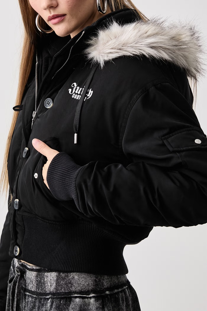 Μπουφάν γυναικείο CAMILLE REBELLE NYLON Juicy Couture JCOIJ226553 μαύρο