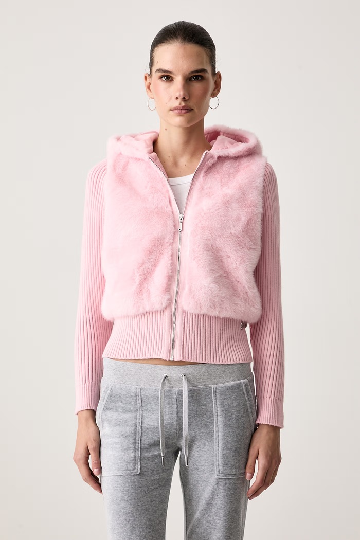 Juicy Couture Prehodna jakna ženska NAILA CONTRAST FUR roza JCOIJ226551