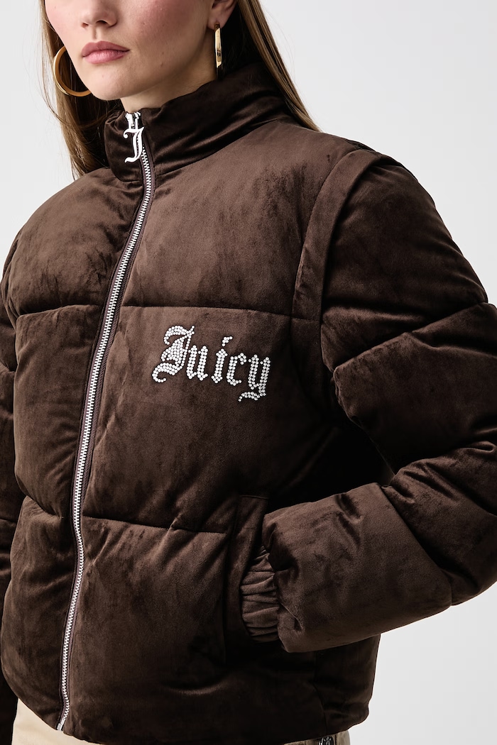 Kurtka pikowana damska MARGO DIAMANTE CONVERTIBLE GILET Juicy Couture JCOGL226552 brązowy