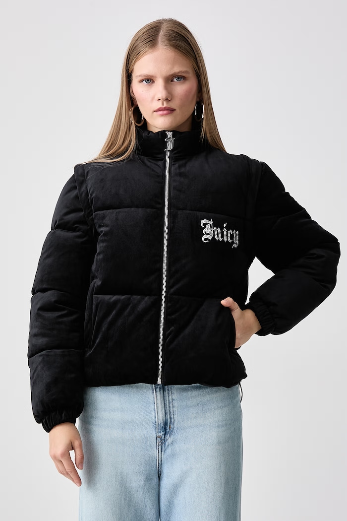 Juicy Couture Prošivena jakna za žene MARGO DIAMANTE CONVERTIBLE GILET crna JCOGL226552