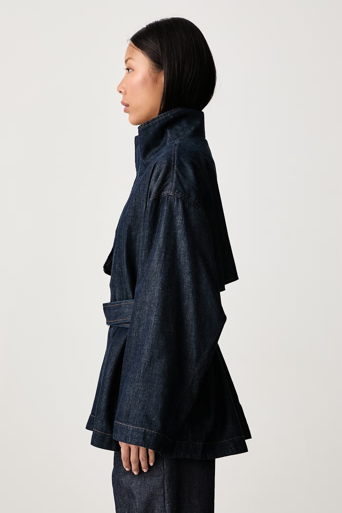 THE DENIM SHORT FIELD TRENCH short trench coat Women's with wool Frame 8057226 navy