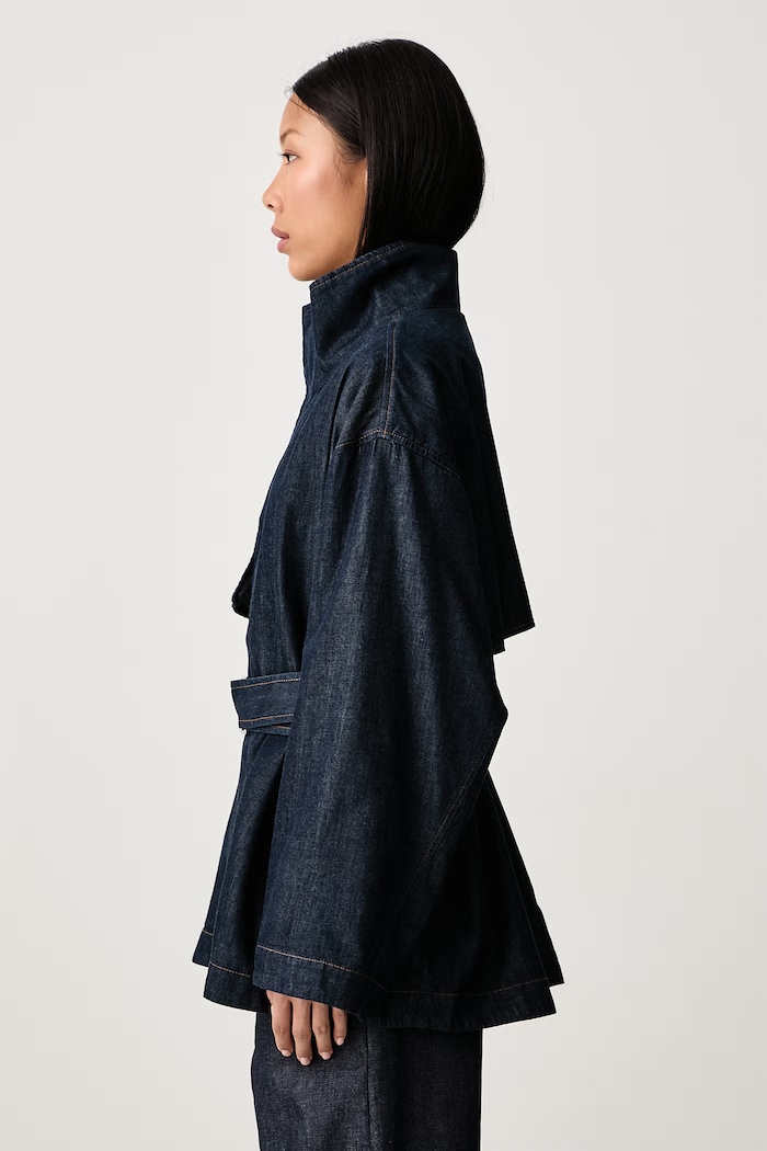 THE DENIM SHORT FIELD TRENCH short trench coat Women's with wool Frame 8057226 navy