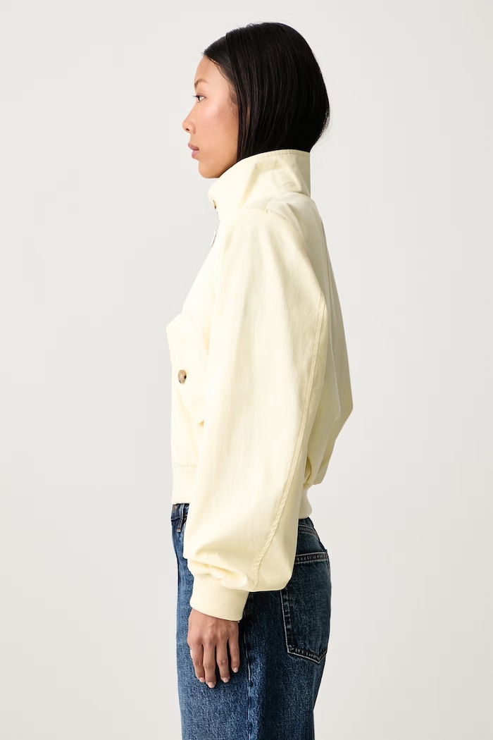 THE HARRINGTON JACKET jachetă scurtă pentru femei cu mătase Frame WE26WJA006 galben