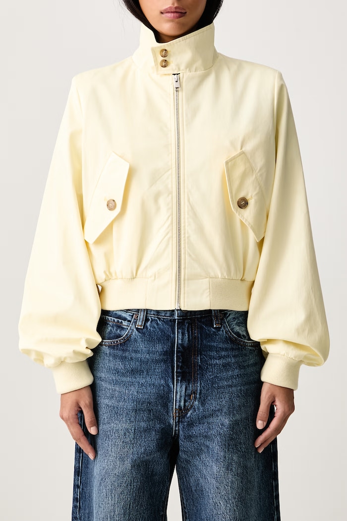 THE HARRINGTON JACKET jachetă scurtă pentru femei cu mătase Frame galben WE26WJA006