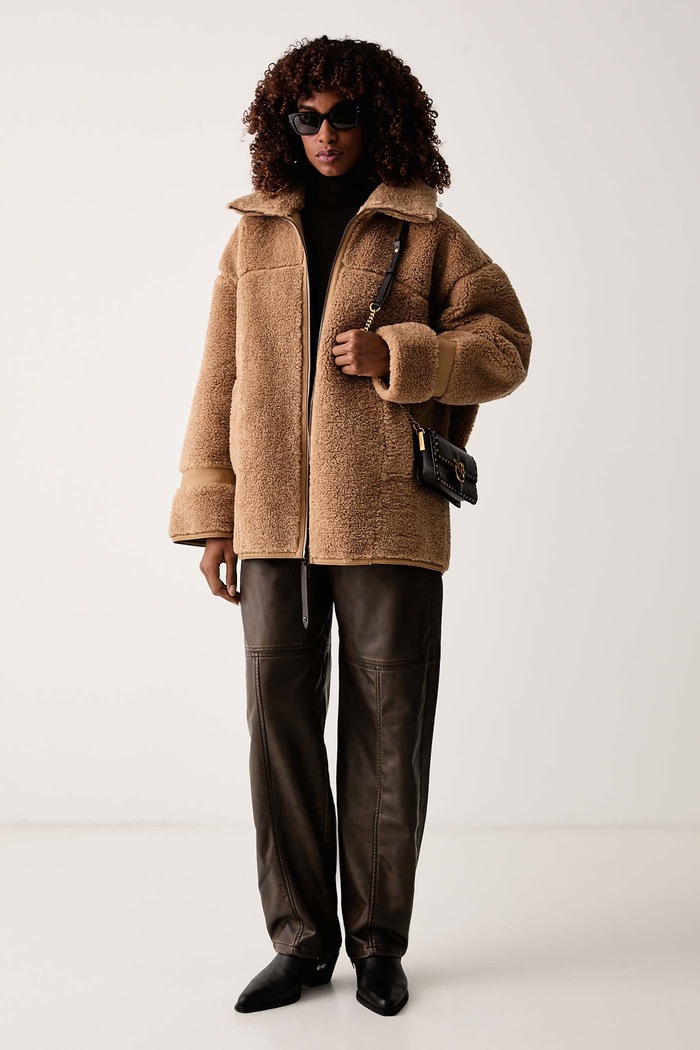 Pinko Krótka kurtka damska 107165.A3FJ beżowy AW26