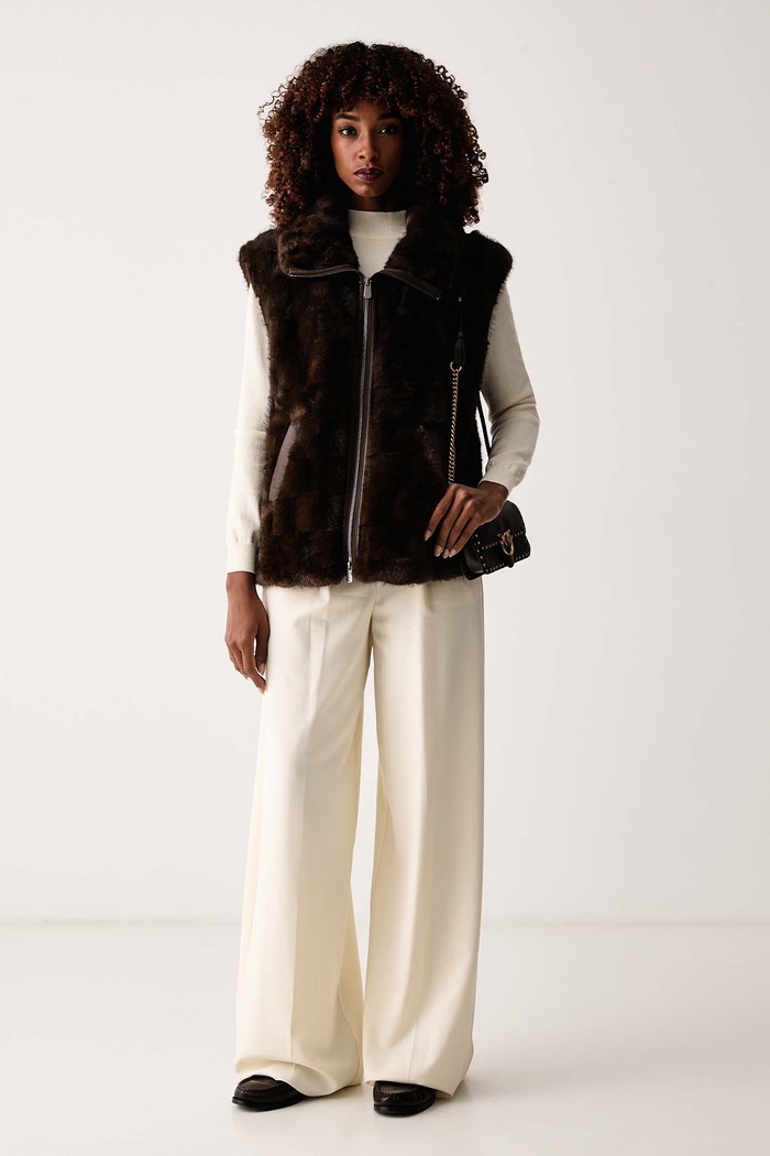Pinko Bezrękawnik damski 106939.A3C5 brązowy AW26