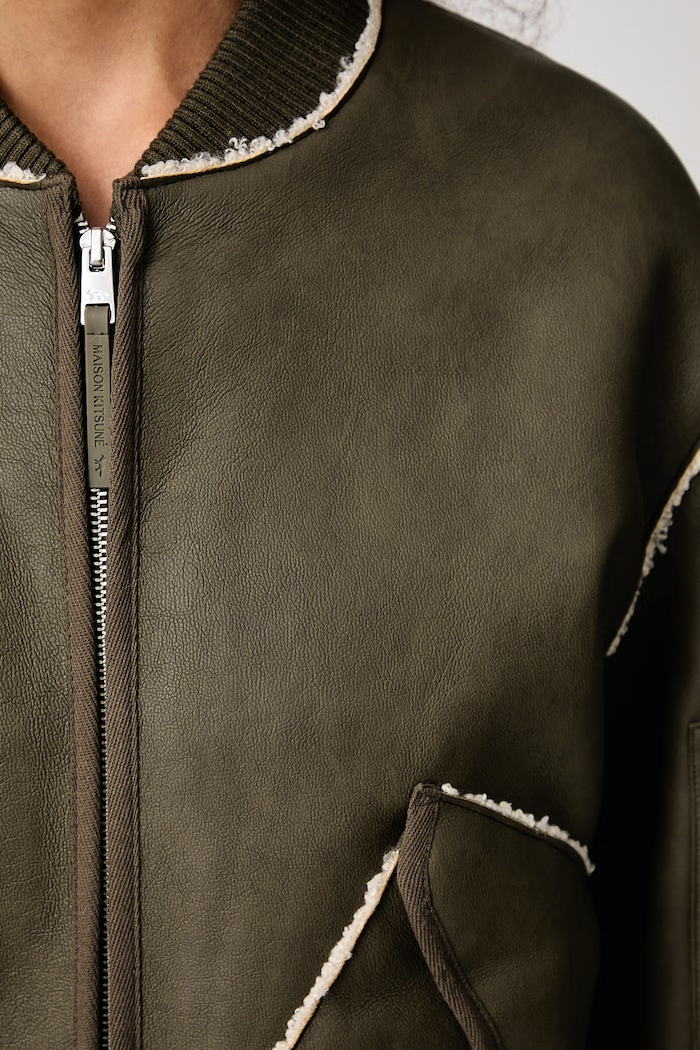 Maison Kitsuné Bomber krótka kurtka damska z imitacji skóry MRWWV04WQ4113