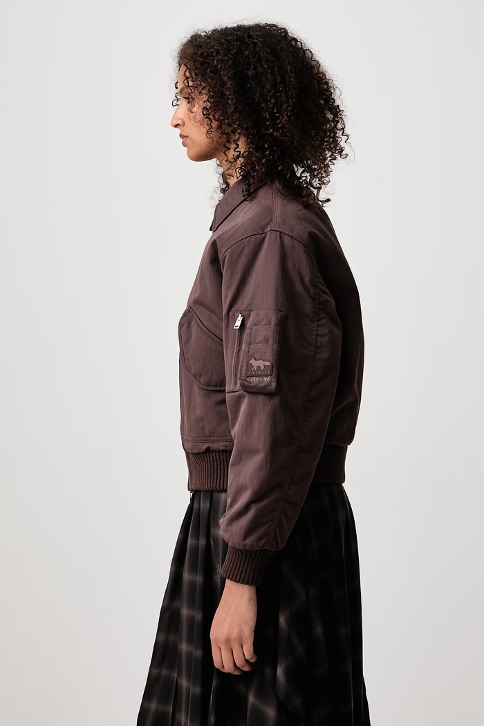Bomber krótka kurtka damska z bawełną Maison Kitsuné MRWWV02WQ4109 brązowy