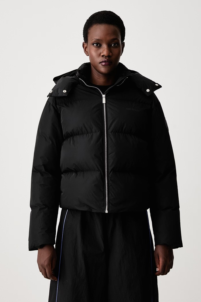 Off-White Tech Taffeta Down kratka jakna za žene crna 2FG00596T