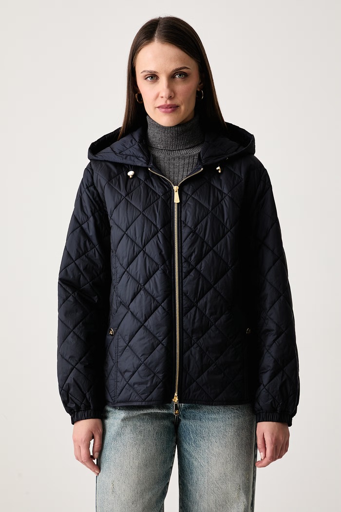 Luisa Spagnoli Płaszcz damski z wełną Strumento 543717 niebieski AW26
