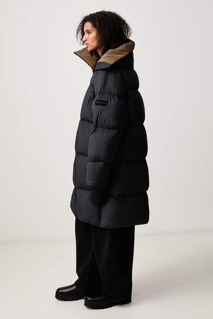 Future Nylon Quilt Maxi Puffer kurtka puchowa damska GANNI A1130019 czarny