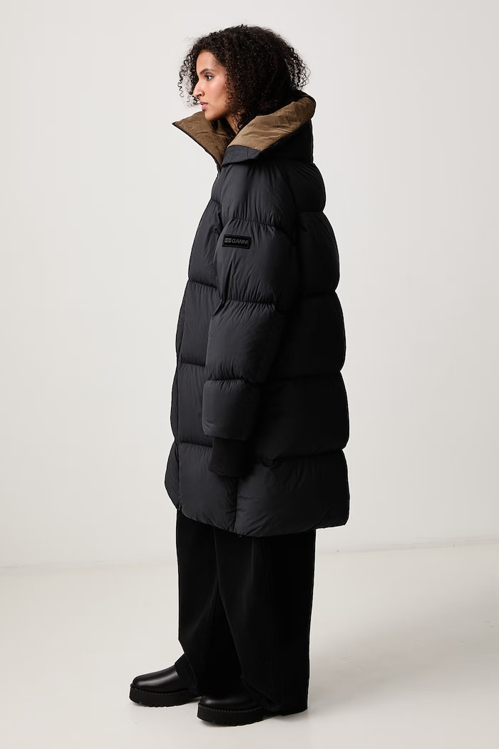 Future Nylon Quilt Maxi Puffer kurtka puchowa damska GANNI A1130019 czarny