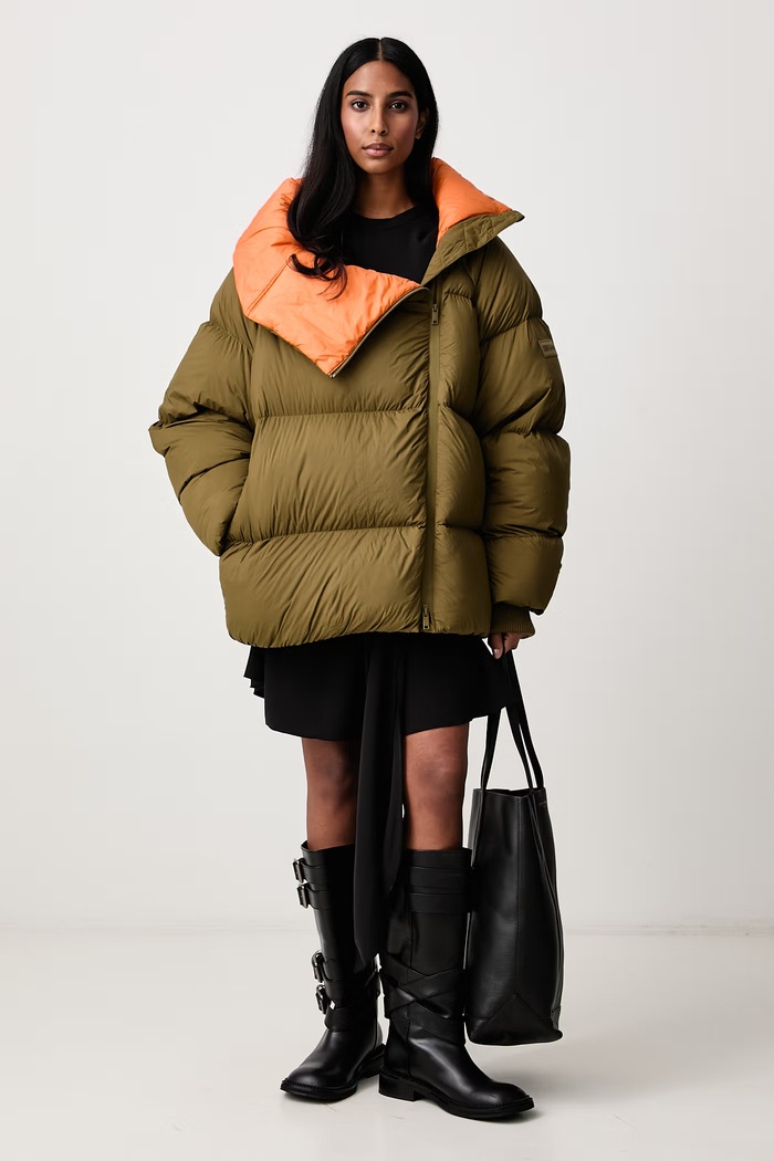 GANNI Future Nylon Quilt Puffer kurtka puchowa damska A1010241 zielony AW26