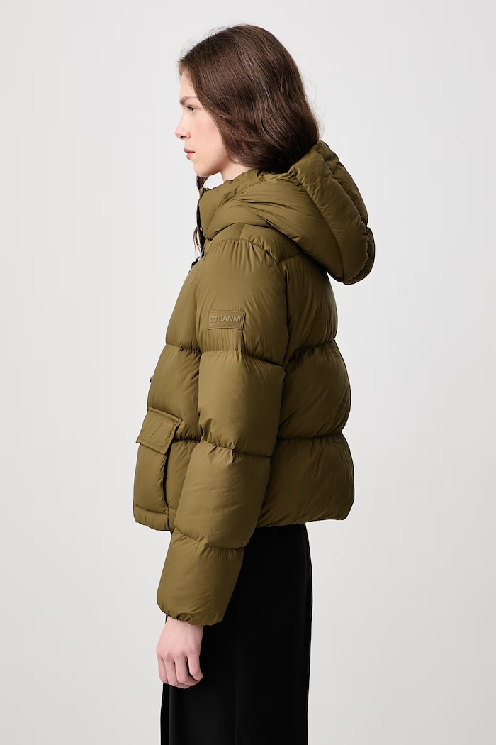 Future Nylon Quilt Mini Puffer kurtka puchowa damska GANNI A1010231 zielony
