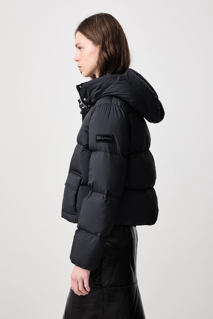 Future Nylon Quilt Mini Puffer kurtka puchowa damska GANNI A1010231 czarny
