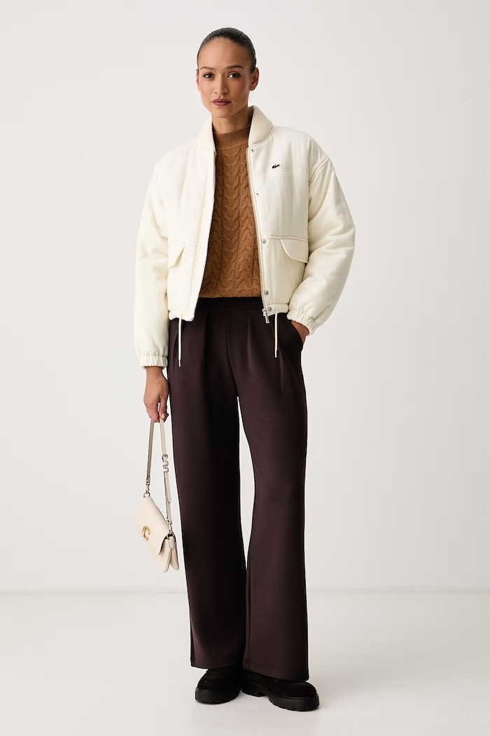 Lacoste Kurtka damska wełniana BF9304 beżowy AW26