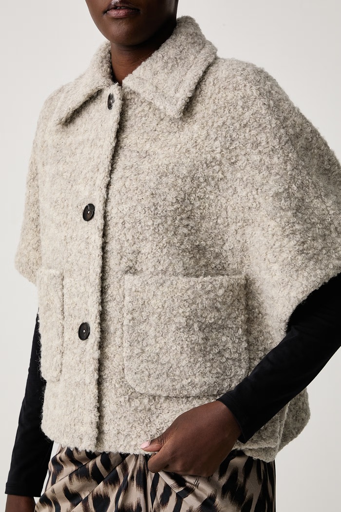 Poncho damskie z wełną Marc O'Polo 5000016918 beżowy