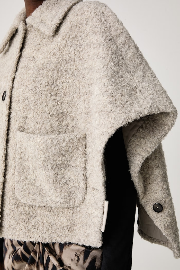 Poncho damskie z wełną Marc O'Polo beżowy 5000016918