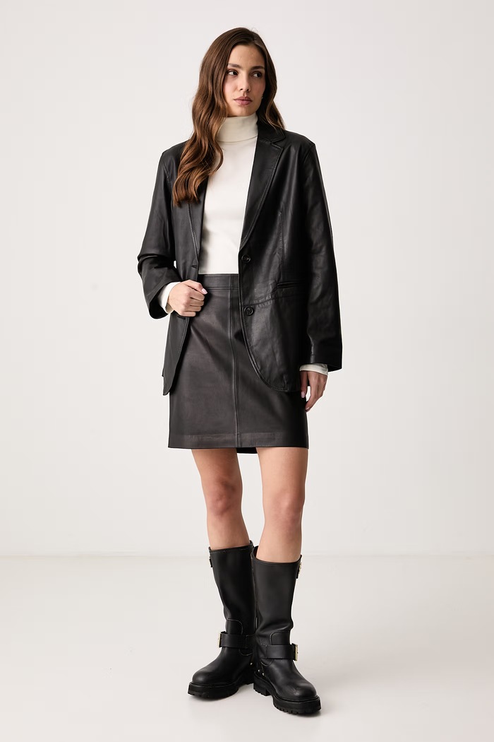 Marc O'Polo Marynarka damska skórzana 5000016278 czarny AW26