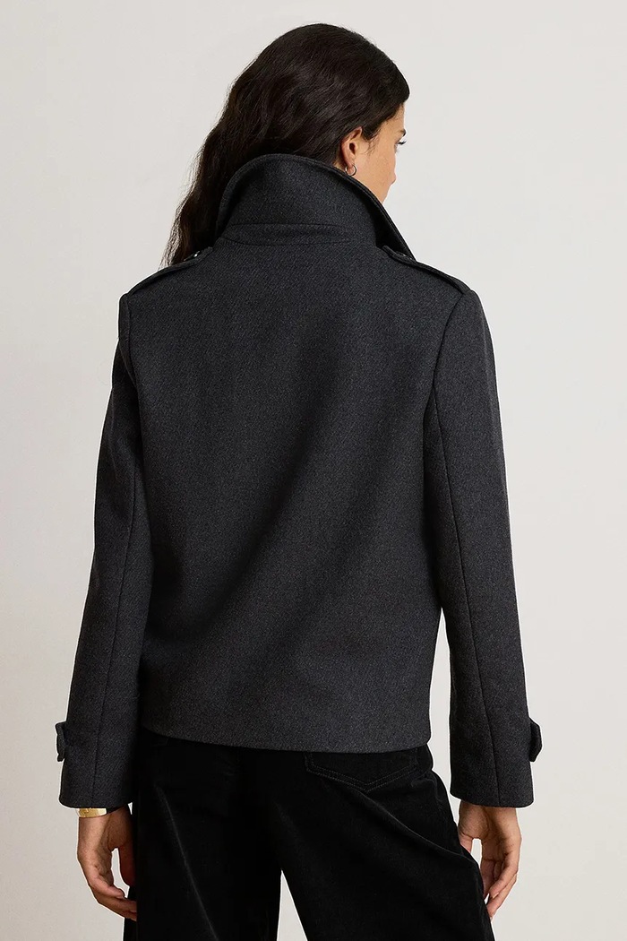 Lauren Ralph Lauren Krótki płaszcz damski z wełną 297P04149 szary AW26