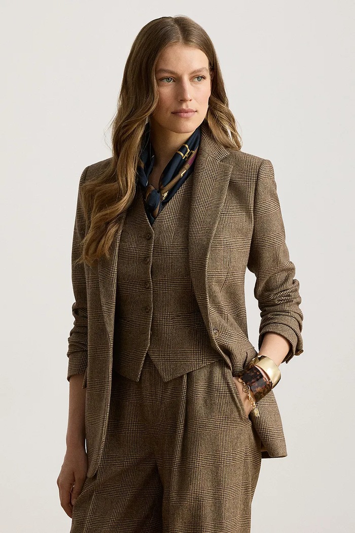 Lauren Ralph Lauren Marynarka damska wełniana brązowy 200B27604