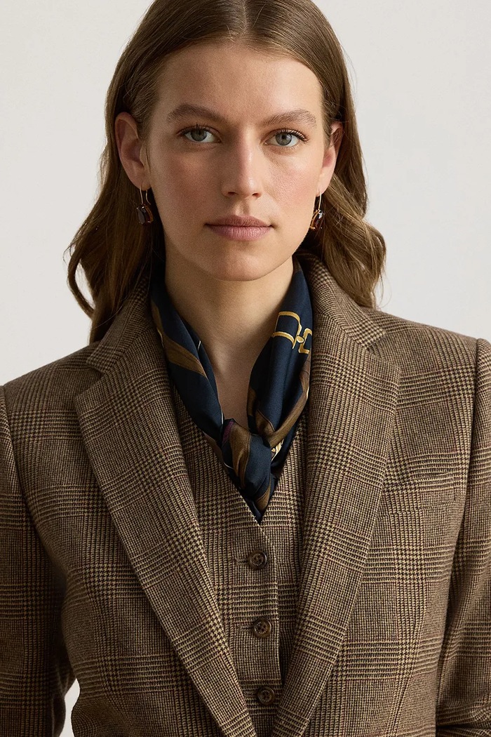 Marynarka damska wełniana Lauren Ralph Lauren 200B27604 brązowy