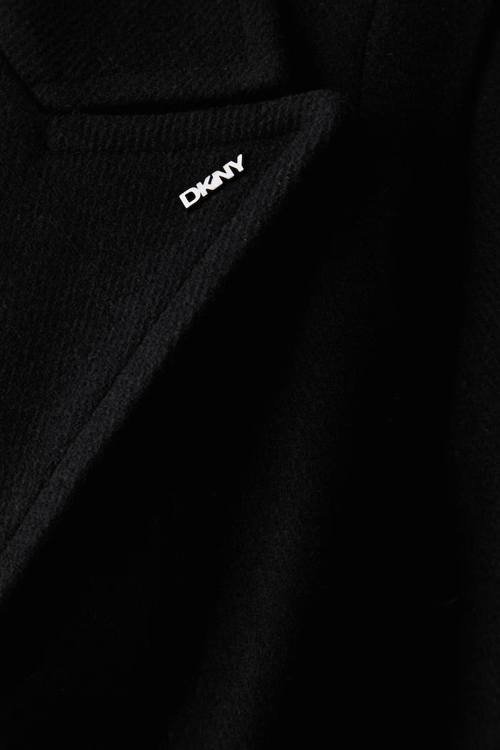 Płaszcz damski z wełną DKNY czarny DLEMWW78