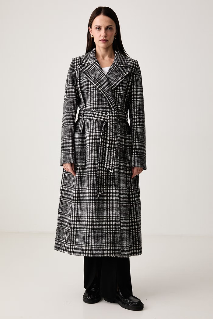 DKNY Płaszcz damski z wełną multicolor DLEMWW78