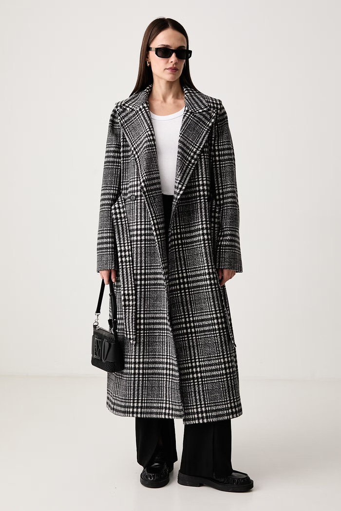 DKNY Płaszcz damski z wełną DLEMWW78 multicolor AW26