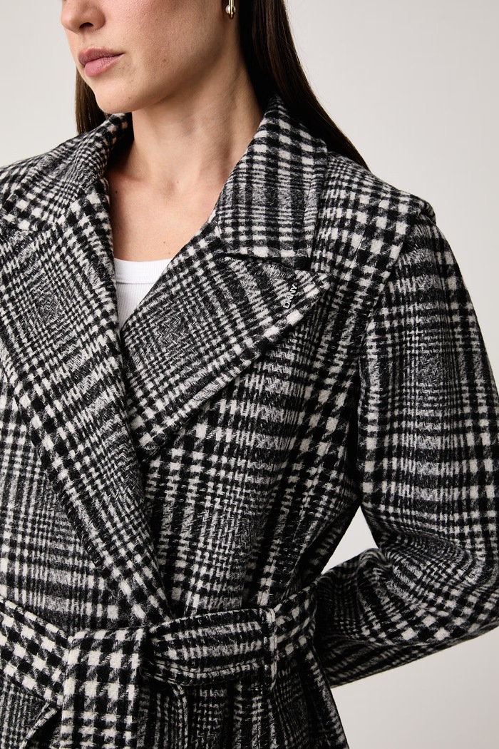 Płaszcz damski z wełną DKNY DLEMWW78 multicolor