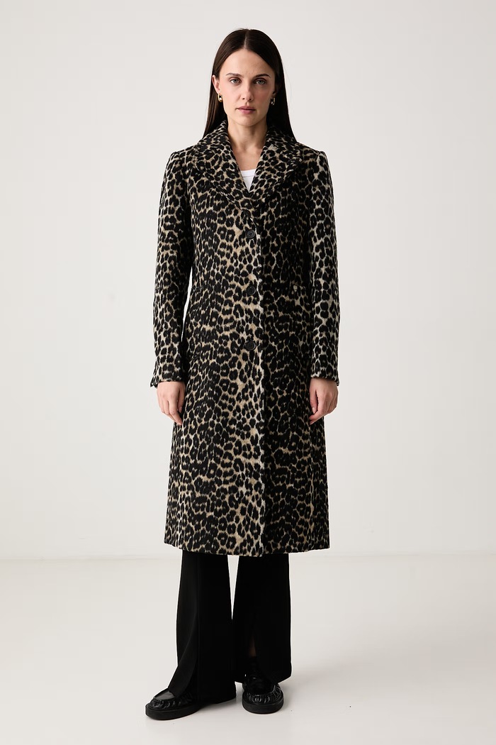DKNY Płaszcz damski z wełną brązowy DLEMWW74