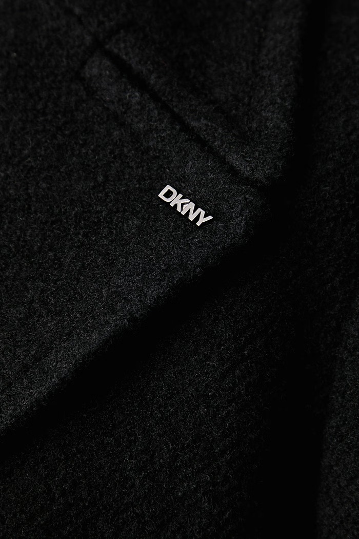 Płaszcz damski z wełną DKNY czarny DLEMWW74