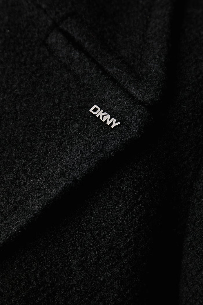 Płaszcz damski z wełną DKNY czarny DLEMWW74