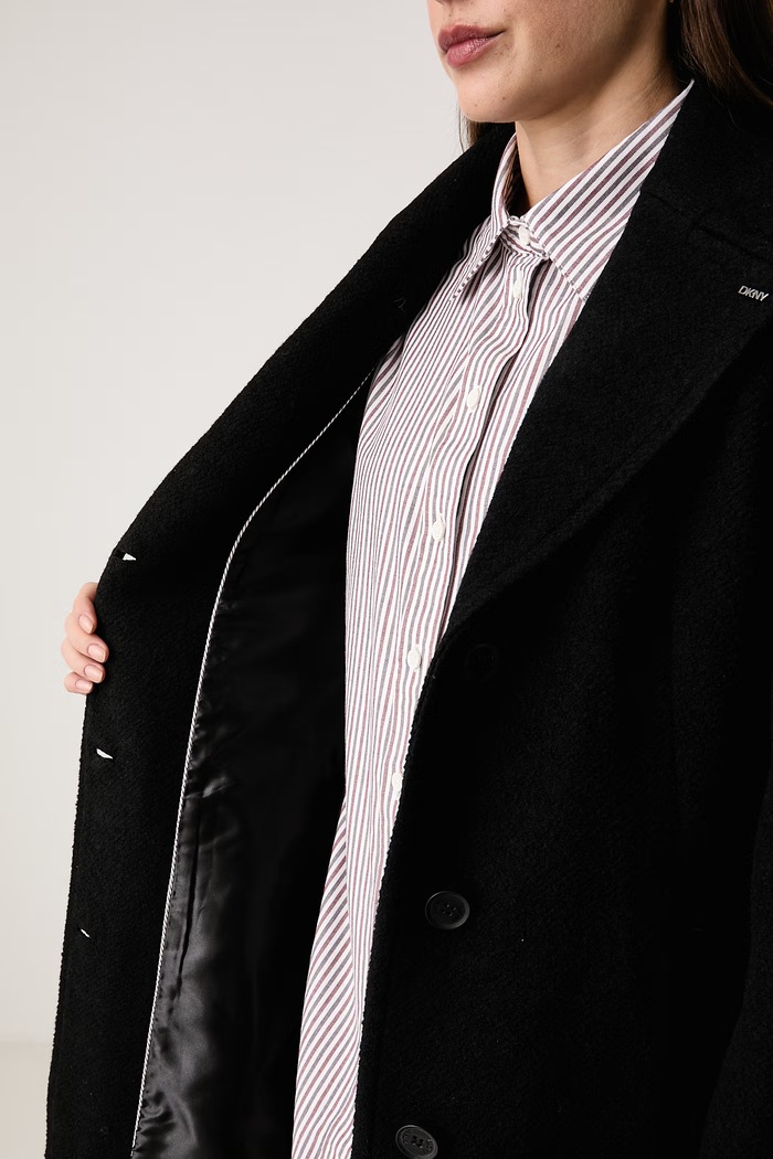 DKNY Płaszcz damski z wełną DLEMWW74