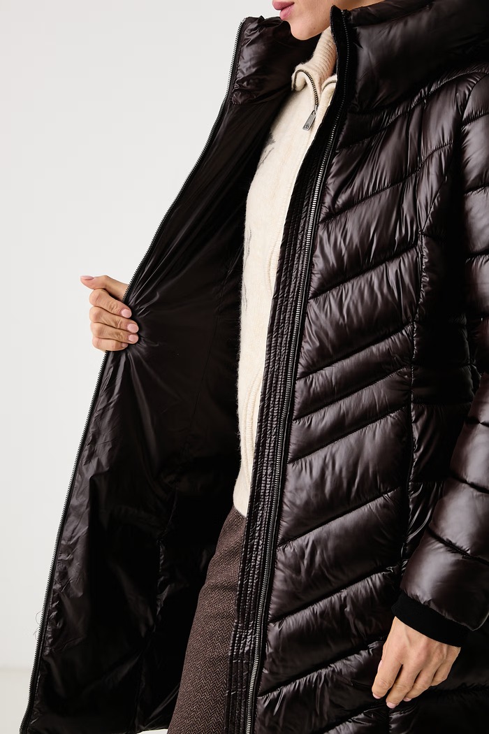 Długa kurtka damska DKNY brązowy DLEMPW58